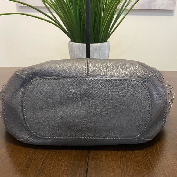 The Sak Gray Pebbled Leather Studded Suede Shoulder Bag - Picture 8 of 12
